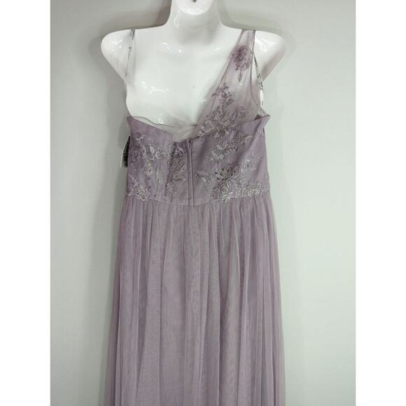 DB Studio Women's Embroidered One Shoulder Maxi Dress Lavender Purple Size 8 NWT - Picture 8 of 13